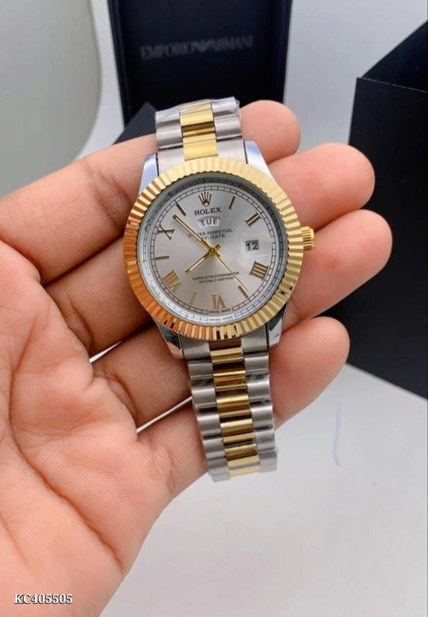 Rolex  Catalog Name: *Watch Men’s watch day and date working  - Golden Fizz, Free