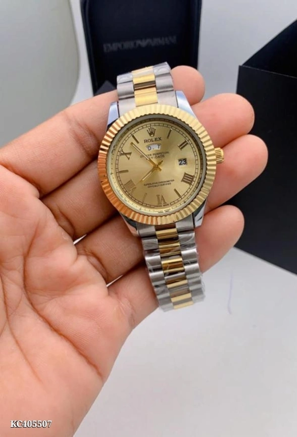 Rolex  Catalog Name: *Watch Men’s watch day and date working  - Golden Fizz, Free
