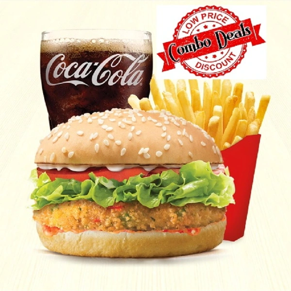 Veg Burger Large +Fries+Coke Combo