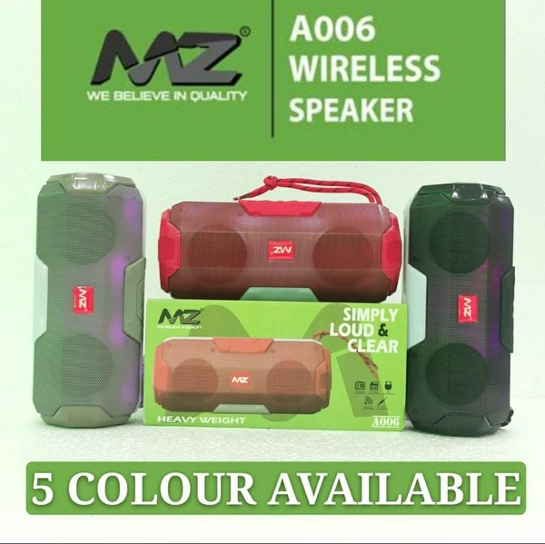 MZ A006 Wireless Bluetooth Speaker  - Multi Colour 