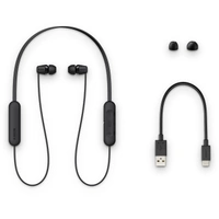 Sony WI-C200 Wireless Headphones with 15 Hrs Battery Life, Quick Charge, Magnetic Earbuds for Tangle Free Carrying, BT ver 5.0,Work from home, In-Ear Bluetooth Headset with mic for phone calls (Black) - Black