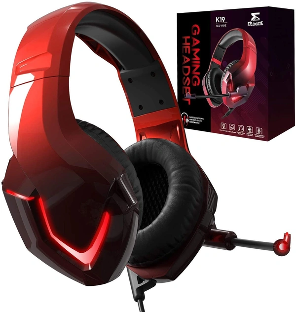 Seekart Premium K19 Gaming Headset with Microphone,Gaming Headphones Stereo 7.1 Surround Sound PS4 Headset 50mm Drivers,3.5mm Audio Jack Over Ear Headphones Wired for PC,PS4,PS5,Laptop,Mac,iPad (Red) - Red