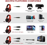 Seekart Premium K19 Gaming Headset with Microphone,Gaming Headphones Stereo 7.1 Surround Sound PS4 Headset 50mm Drivers,3.5mm Audio Jack Over Ear Headphones Wired for PC,PS4,PS5,Laptop,Mac,iPad (Red) - Red