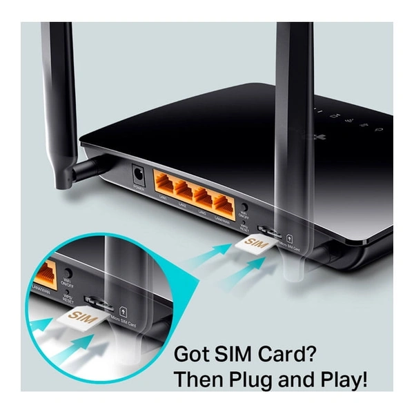 TP-link TP-Link Archer MR200 AC750 750Mbps Dual Band 4G LTE Mobile Wi-Fi, SIM Slot Unlocked, No Configuration Required, Removable Wi-Fi Antennas Router (Black) - Black