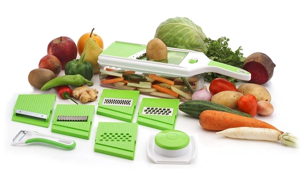GIRNES 6 In 1 Multi-Purpose Magic Slicer Vegetable and Fruit, Grater, Slicer Dicer, Chipper, Peeler Hand Chopper, Cutter Kitchen Accessories - Multicolor - Multicolor