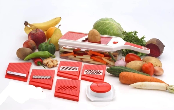 GIRNES 6 In 1 Multi-Purpose Magic Slicer Vegetable and Fruit, Grater, Slicer Dicer, Chipper, Peeler Hand Chopper, Cutter Kitchen Accessories - Multicolor - Multicolor