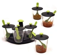 GIRNES Multipurpose Pickle & Dry Fruit Jar, Container With Stand For Dining Table - Multi Color (6 Pcs Set) - Multicolor