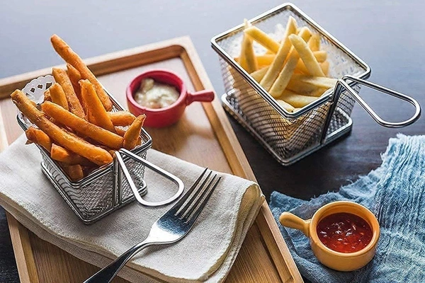 GIRNES Stainless Steel Strip Cutting Machine/Slicer/Chopper Dicer with 2 Blades for French Fries Cutter Potato Chipser French Fries Chips Maker - Silver