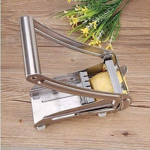 GIRNES Stainless Steel Strip Cutting Machine/Slicer/Chopper Dicer with 2 Blades for French Fries Cutter Potato Chipser French Fries Chips Maker - Silver