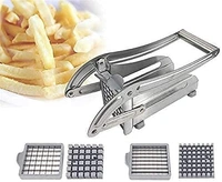 GIRNES Stainless Steel Strip Cutting Machine/Slicer/Chopper Dicer with 2 Blades for French Fries Cutter Potato Chipser French Fries Chips Maker - Silver