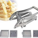 GIRNES Stainless Steel Strip Cutting Machine/Slicer/Chopper Dicer with 2 Blades for French Fries Cutter Potato Chipser French Fries Chips Maker - Silver