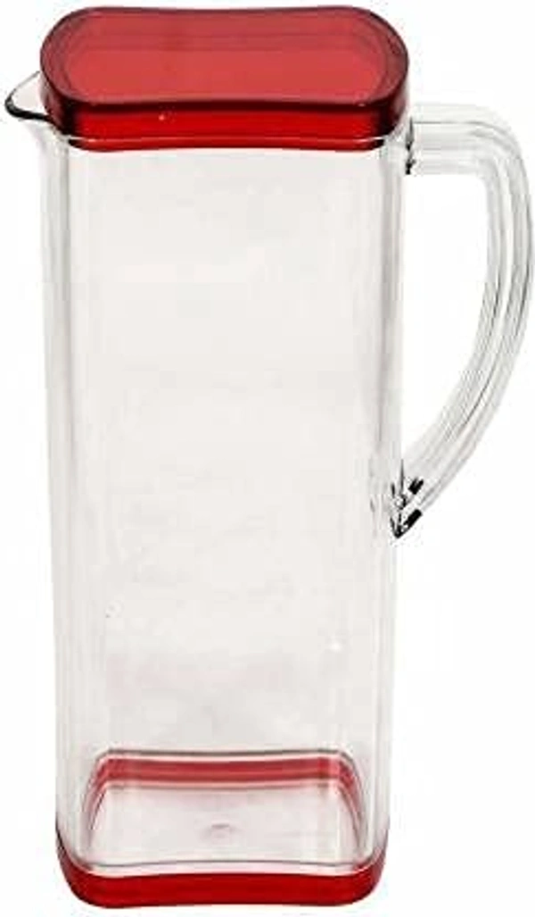 GIRNES Premium Plastic Transparent Unbreakable Lemon Juice Jug Set and 6 pcs Glass (Square)