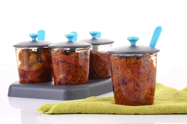 GIRNES Multipurpose Pickle & Dry Fruit Jar, Container With Stand For Dining Table 4 Pcs Set (CK-462