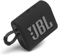 (Renewed) JBL Go 3, Wireless Ultra Portable Bluetooth Speaker, JBL Pro Sound, Vibrant Colors with Rugged Fabric Design, Waterproof, Type C (Without Mic, Black) - Black