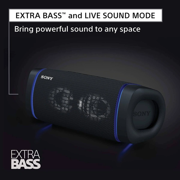 (Renewed) Sony SRS-XB33 Wireless Extra Bass Bluetooth Speaker with 24 Hours Battery Life, Party Lights, Party Connect, Waterproof, Dustproof, Rustproof, Speaker with Mic  - Black