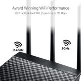 ASUS RT-AC53 AC750 Dual Band WiFi Router (Black) with high Power Design, VPN Server and time scheduling