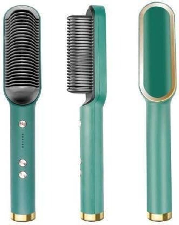 Straight Comb - Hair Straightener Comb for Women & Men, Hair Styler, Straightener Machine Brush/PTC Heating Electric Straightener with 5 Temperature Control Hair Straightener: - Multi Color (Green)