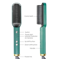 Straight Comb - Hair Straightener Comb for Women & Men, Hair Styler, Straightener Machine Brush/PTC Heating Electric Straightener with 5 Temperature Control Hair Straightener: - Multi Color (Green)
