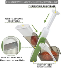 Seekart Premium Stainless Steel Adjustable Slicer with Spring Slicer Safety Holder Ideal Mandoline for Multipurpose Vegetable & Fruit Chopper Cutter Grater Ideal for Potato, Onion, Carrots, Salad Multicolor