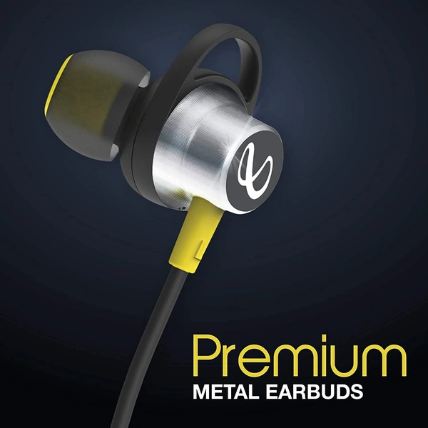 Infinity (JBL) Glide 120, in Ear Wireless Earphones with Mic, Deep Bass, Dual Equalizer, 12mm Drivers, Premium Metal Earbuds, Comfortable Flex Neckband, Bluetooth 5.0, IPX5 Sweatproof (Black&Yellow)