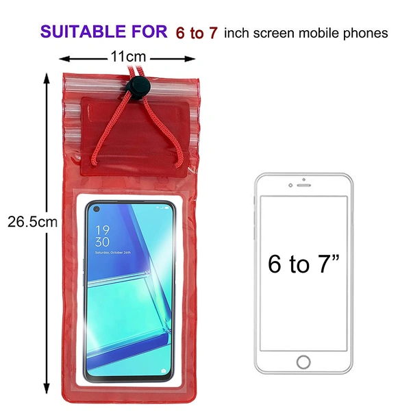 Seekart Premium 5 Pack Waterproof Sealed Mobile Pouch PVC Transparent Rain Protection Mobile Cover 7 inch Phone - Multicolor