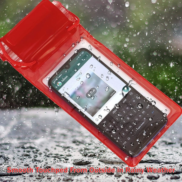 Seekart Premium 5 Pack Waterproof Sealed Mobile Pouch PVC Transparent Rain Protection Mobile Cover 7 inch Phone - Multicolor