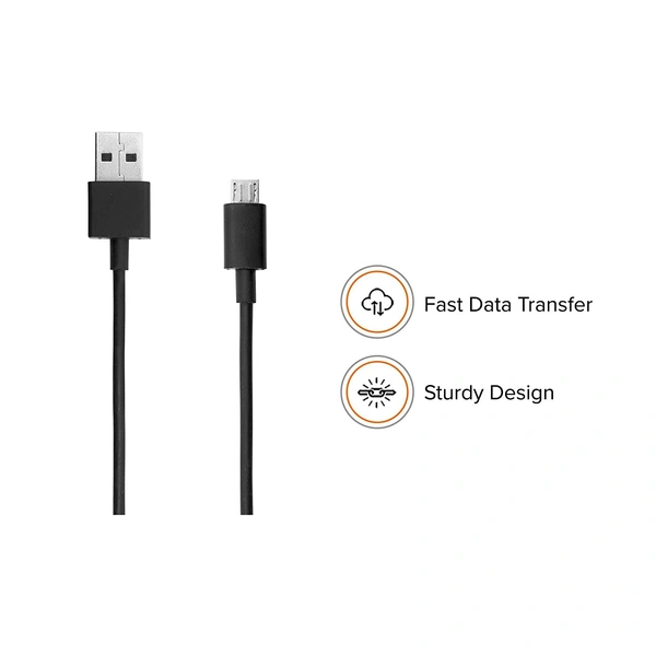 Mi 2-in-1 USB Cable (Micro USB to Type-C) 100Cm for Smartphone and Charging Adapter, Black
