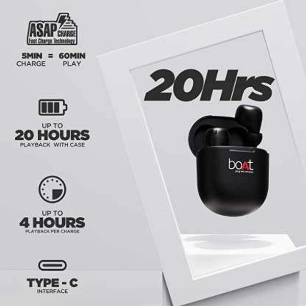 (Renewed) boAt Airdopes 381 Bluetooth Truly Wireless In Ear Earbuds With Mic (Active Black)