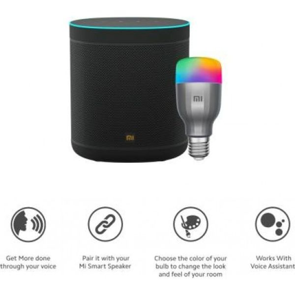 Mi Smart Speaker (Google assistant) and Mi Smart color bulb combo Pack  (Black)