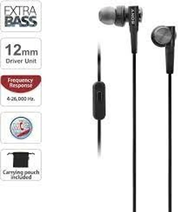 Sony MDR-XB55AP Wired in Ear Headphones with Mic (Black)
