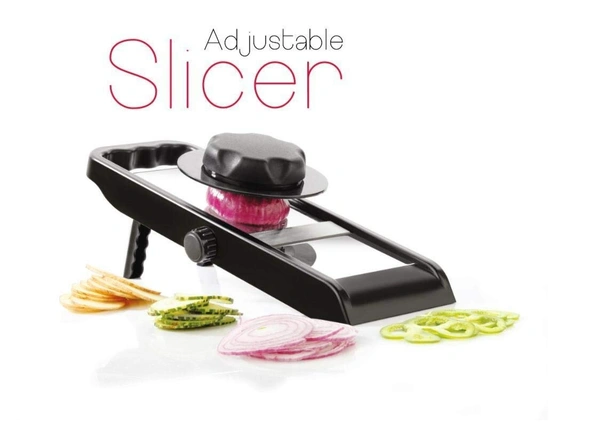 GIRNES Stainless Steel Multi Purpose Adjustable Vegetable Slicer With Knob And Safety Holder (CK-398)