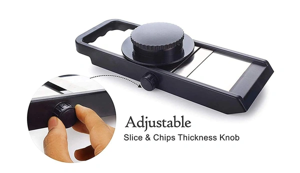 GIRNES Stainless Steel Multi Purpose Adjustable Vegetable Slicer With Knob And Safety Holder (CK-398)