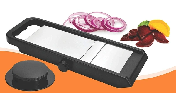 GIRNES Stainless Steel Multi Purpose Adjustable Vegetable Slicer With Knob And Safety Holder (CK-398)