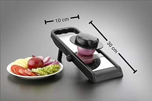 GIRNES Stainless Steel Multi Purpose Adjustable Vegetable Slicer With Knob And Safety Holder (CK-398)