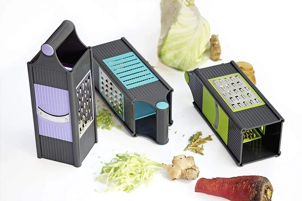 GIRNES Stainless Still 4 in 1 Multi Functional Vegetable and Fruit Grater & Slicer Chopper with 4 Blades, Multicolor