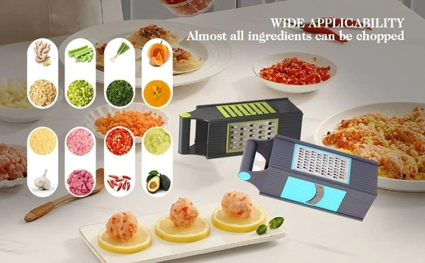 GIRNES Stainless Still 4 in 1 Multi Functional Vegetable and Fruit Grater & Slicer Chopper with 4 Blades, Multicolor