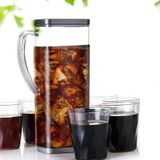 GIRNES Premium Square Jug with Glass Set of 6 Pcs - Unbreakable Plastic 2 Liter Jug with Lid and Handle, Kitchen Accessories Items, Perfect for Your Favorite Beverage Juice, Water, Dining Table Serve