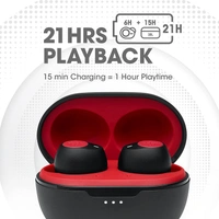 JBL C115 True Wireless in Ear Earbuds with Mic, Jumbo 21 Hours Playtime with Quick Charge, True Bass, Dual Connect, Bluetooth 5.0, Type C and Voice Assistant Support for Mobile Phones (Red)