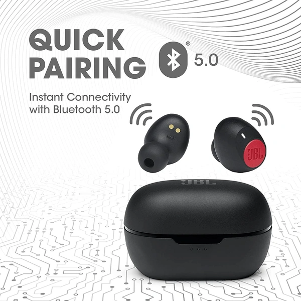 JBL C115 True Wireless in Ear Earbuds with Mic, Jumbo 21 Hours Playtime with Quick Charge, True Bass, Dual Connect, Bluetooth 5.0, Type C and Voice Assistant Support for Mobile Phones (Red)