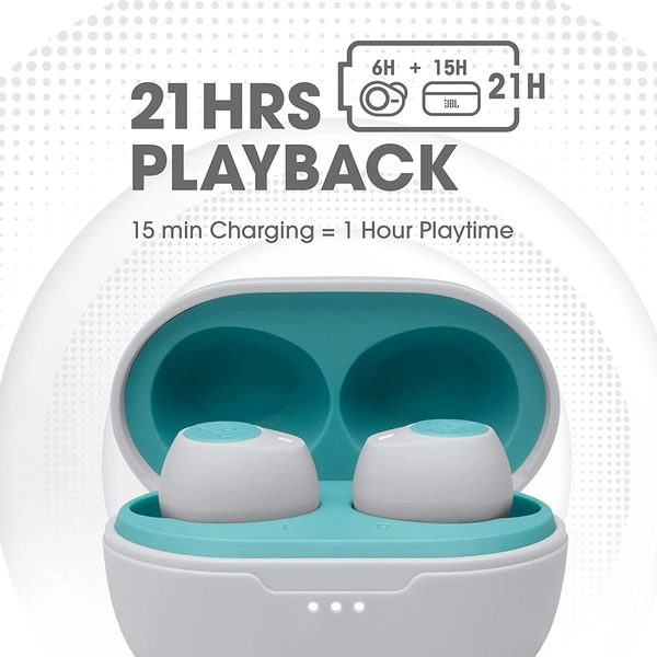 JBL C115 True Wireless in Ear Earbuds with Mic, Jumbo 21 Hours Playtime with Quick Charge, True Bass, Dual Connect, Bluetooth 5.0, Type C and Voice Assistant Support for Mobile Phones (Mint)