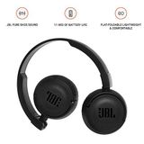 JBL T460BT by Harman, Wireless On Ear Headphones with Mic, Pure Bass, Portable, Lightweight & Flat Foldable, Voice Assistant Support for Mobiles (Black)