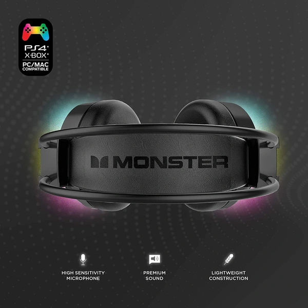 Seekart Premium Monster Over-The-Ear Gaming Headeset with Noise Isolation and LED Lighting Effects for PS4, Xbox One, Laptop, PC, and Android Phones (Black)