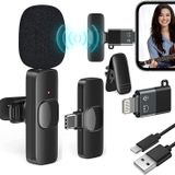SEEKART Premium K8 Wireless Microphone, Digital Mini Portable Recording Clip Mic with Receiver for All Type-C Lightning Mobile Phones Camera Laptop for Vlogging YouTube Online Class, Zoom Call