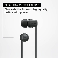 Sony WI-C100 Wireless Headphones with Customizable Equalizer for Deep Bass & 25 Hrs Battery, DSEE-Upscale, Splash Proof, 360RA, Fast Pair, in-Ear Bluetooth Headset with mic for Phone Calls (Black)