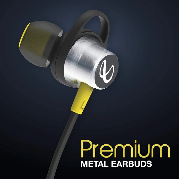 (RENEWED) Infinity - JBL Glide 120, in Ear Wireless Earphones with Mic, Deep Bass, Dual Equalizer, 12mm Drivers, Premium Metal Earbuds, Comfortable Flex Neckband, Bluetooth 5.0, IPX5 Sweatproof (Black & Yellow)