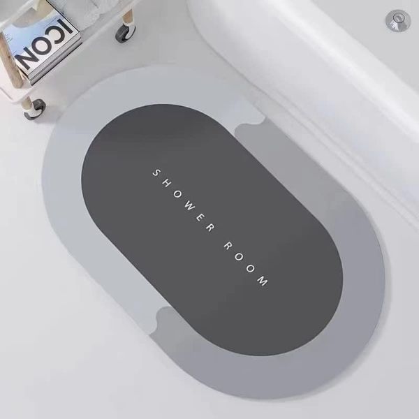 SEEKART Premium Bathroom Mat Quick Dry Anti Slip Rubber Bathroom/Shower/Bath/Floor/Door/Kitchen Mat Rugs Washable Water Absorbent Soak Carpet for Home & Kitchen (Oval, 60x40 cm) Multicolor