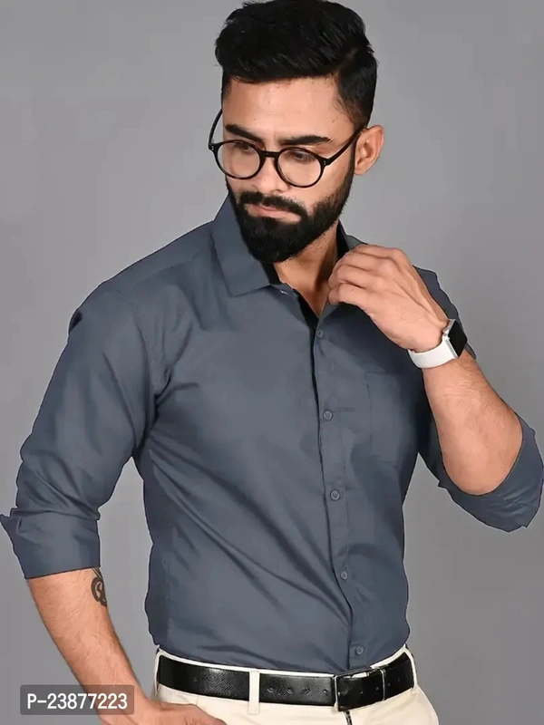 Stylish Men Cotton Long Sleeve Formal Shirt - L