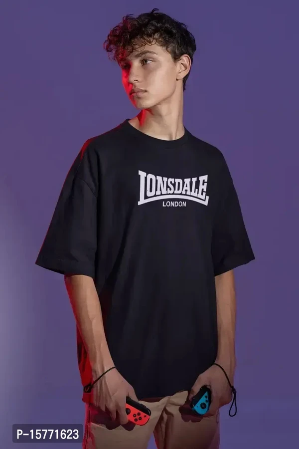 Calm Down Round Neck Oversized Printed Lonsdale T-shirt for Men