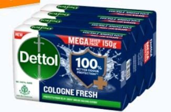 Dettol Soap Cologne Fresh 1pack Of 4pcs.× 150gm.
