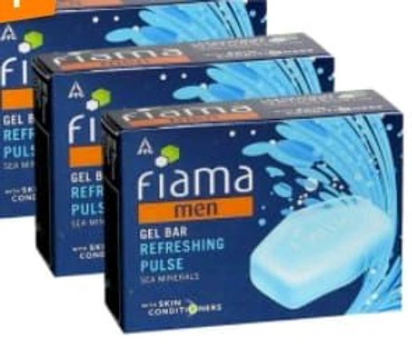 Fiama Refreshing Pulse Gel Bathing Soap Bar For Men 1pack ( 3pcs. × 125gm.)
